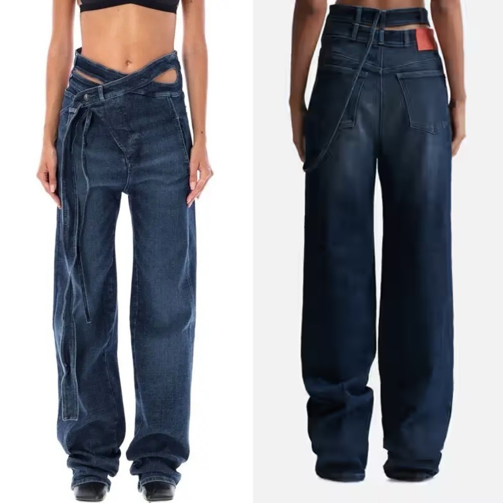 Ottolinger Wrap Jeans Medium Indigo Blue Denim Avant Garde Y2K Streetwear Runway - Picture 4 of 16